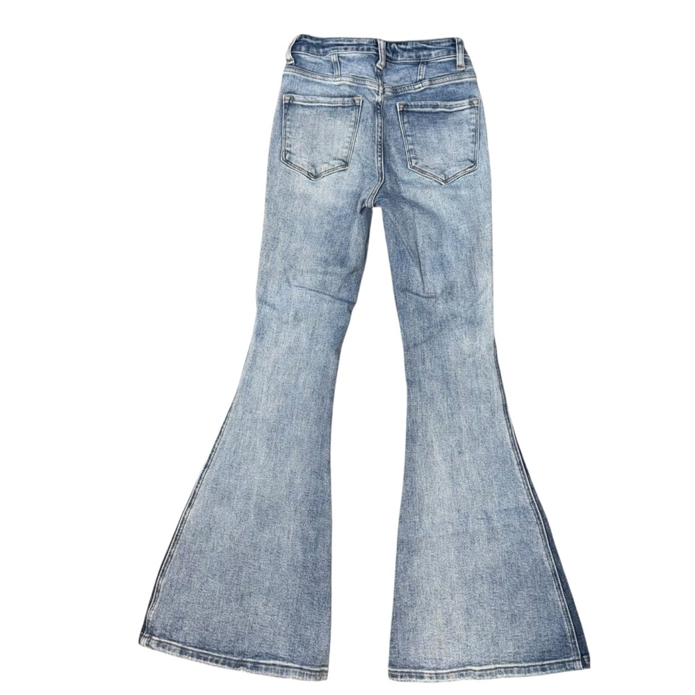 Flying Monkey Womens 23 High Rise Super Flare Bell Bottom Jeans Y2K - Picture 3 of 7